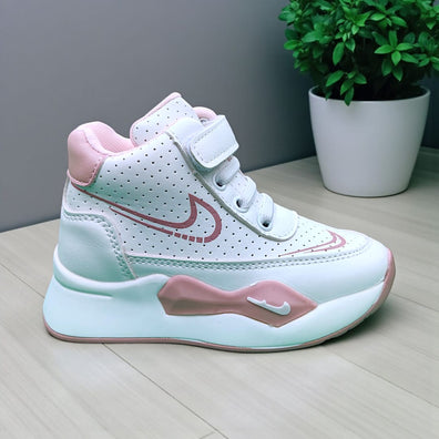 White & Pink with Dots High Ankle Shoes SH7052B